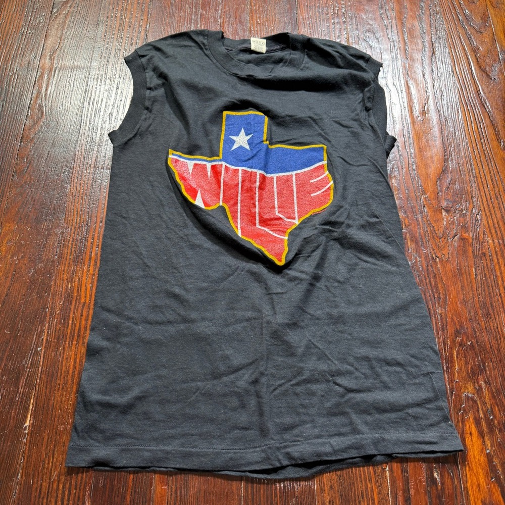 Vintage 1984 Willie Nelson Shirt Men L Single Stitch USA Screen Stars Sleeveless